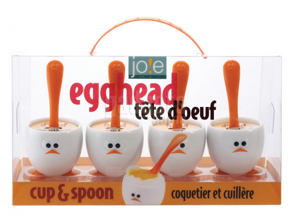 Set 4 soportes huevo con cuchara Eggy | Gadgets & Cuina