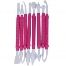Juego 9 utensilios modelar fondant dobles