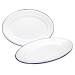 Bandeja oval retro acero esmaltado blanco azul