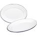 Bandeja oval retro acero esmaltado blanco azul