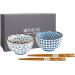 Set 2 bols arr�s sushi amb 4 bastonets flor blau