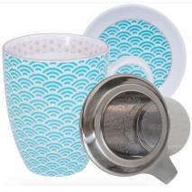 Set taza mug t con filtro y tapa Wave