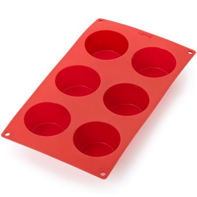Motllo muffins silicona 6 cav. x120 ml vermell