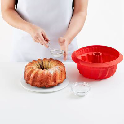 Motllo savarin silicona fons 22 cm vermell