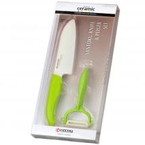 Juego cuchillo y pelador cermico verde