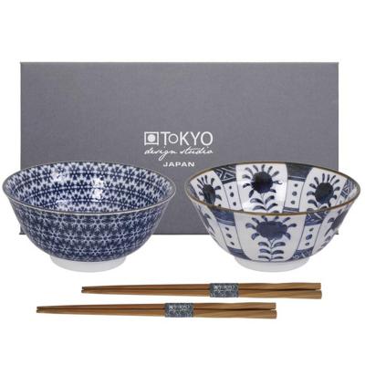 Set japons 2 bols motius blaus tayo i bastonets