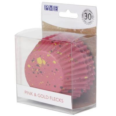 Paper cupcakes metal.litzats x30 taques rosa or