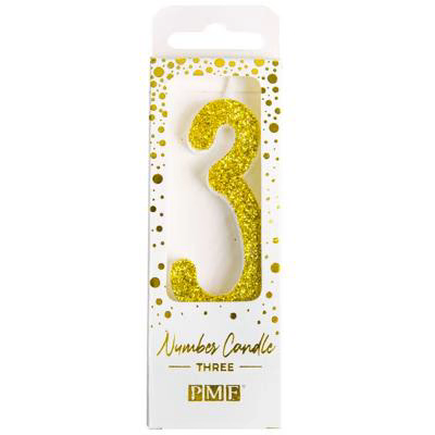 Espelma aniversari daurada n�mero 3