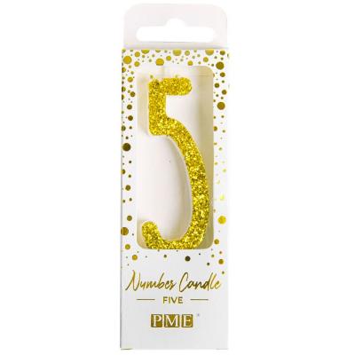 Espelma aniversari daurada nmero 5