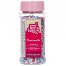 Sprinkles nonpareils Funcakes 80 g azul rojo blanc