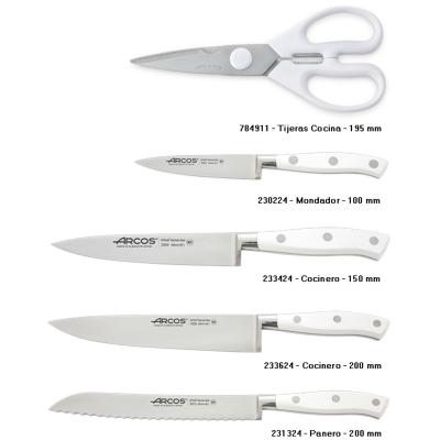 Set taco Arcos 4 ganivets i tisora Riviera blanc