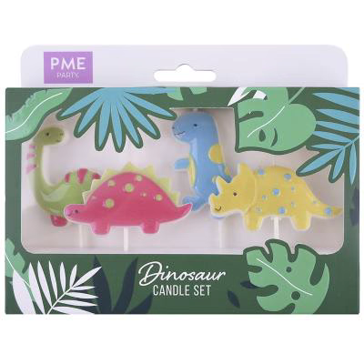 Set de 4 espelmes aniversari 3D Dinosaure
