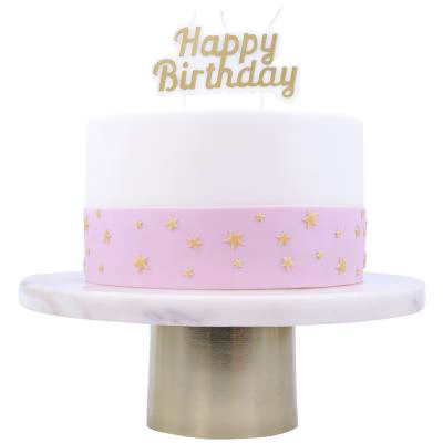 Espelma topper Happy Birthday daurat