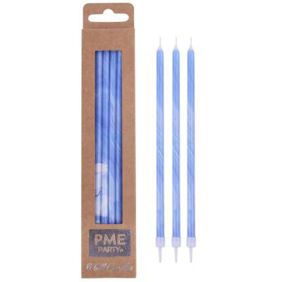 Set 6 espelmes altes Marble blau