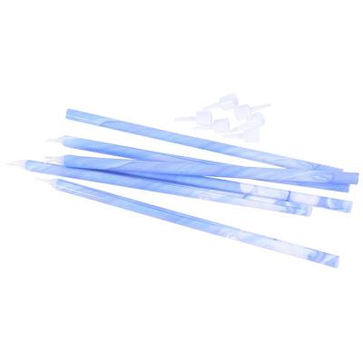 Set 6 espelmes altes Marble blau