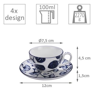 Set caf� Espresso Flora Japonica 4 tasses i 4plats