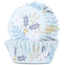 Papel cupcakes metalizados x30 Floral Navidad