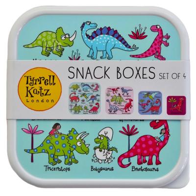 Set 4 fiambreras snack Dinosaures roses