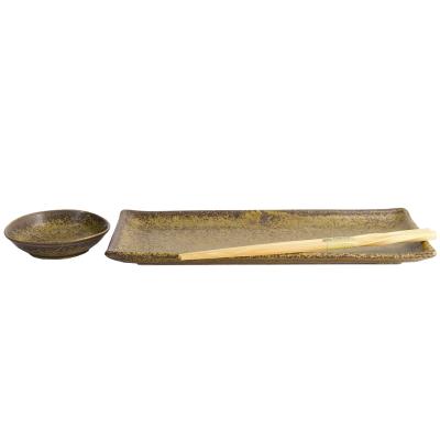 Set presentaci Sushi 2 safates i bastonets ocre