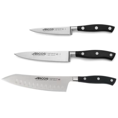 Set 3 ganivets Arcos Riviera Santoku negre