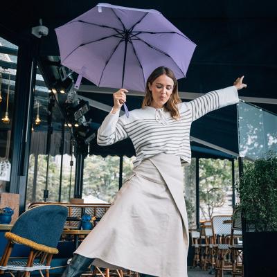 Paraigua plegable autom�tic anti-vent Fusta lilas