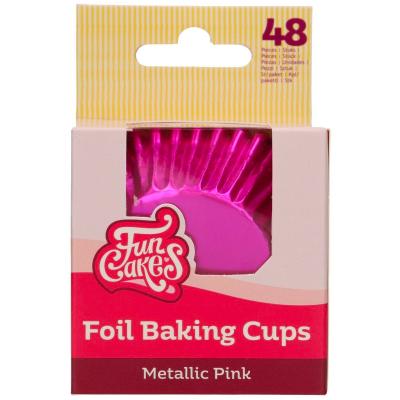 Paper cupcakes x48 metl.lic rosa