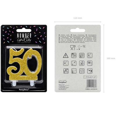 Espelma d'aniversari Nmero 50 gold