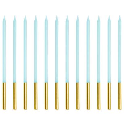 Set de 12 espelmes llargues blau/daurat