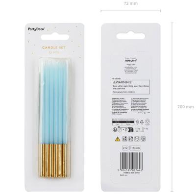 Set de 12 espelmes llargues blau/daurat