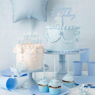 Set de 12 espelmes llargues blau/daurat