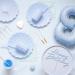 Set de 12 espelmes llargues blau/daurat