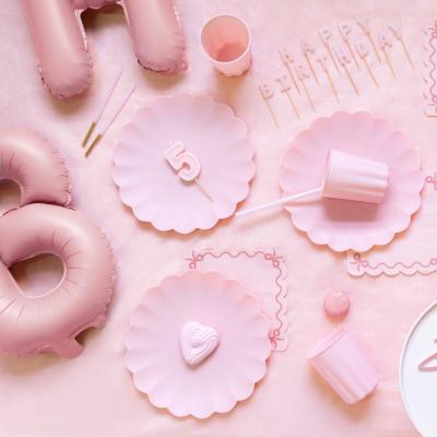 Set de 12 espelmes llargues rosa/daurat