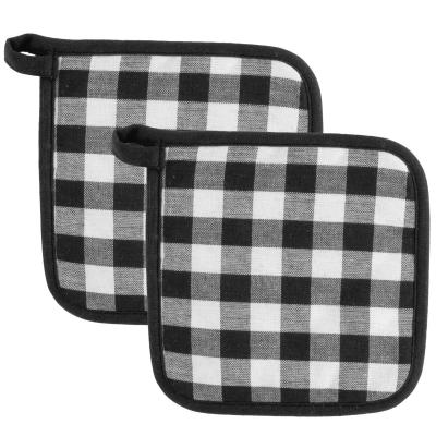 Set 2 protectors de cuina 100% cot Vichy negre