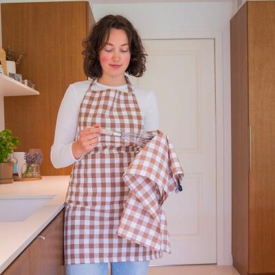 Davantal de cuina 100% cot� Vichy cognac