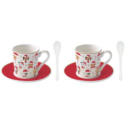Set regal 2x Tassa espresso Dogs Christmas 100 ml