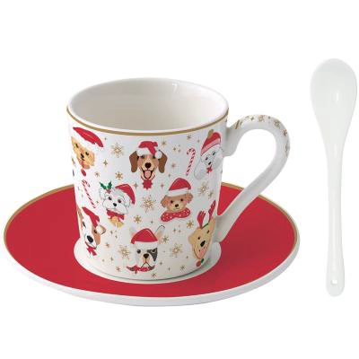 Set regal 2x Tassa espresso Dogs Christmas 100 ml