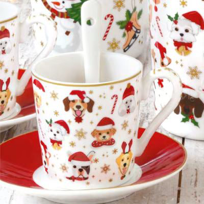 Set regal 2x Tassa espresso Dogs Christmas 100 ml