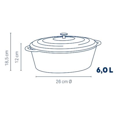 Cassola oval ferro fos esmaltada 33 cm, 6 L verd