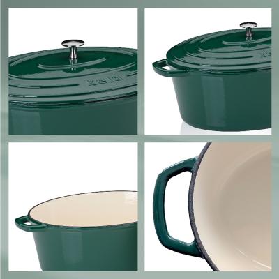 Cassola oval ferro fos esmaltada 33 cm, 6 L verd