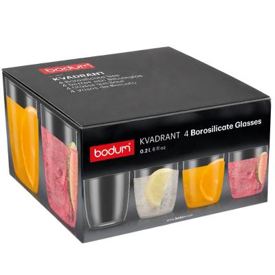4x gots bodum Kvadrant Juice 200 ml