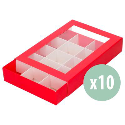 Set 10 caixes dol�os i bombons 20x14x3,5 cm verm