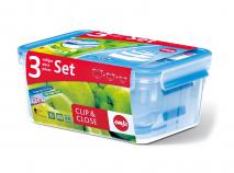 Set 3 Fiambreras Tupper rectangulares Clip & Close