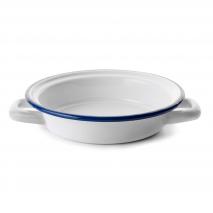 Plato huevos acero esmaltado azul blanco 14 cm