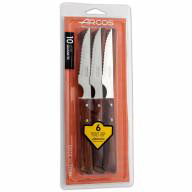 Juego 6 cuchillos chuleteros Arcos mango madera
