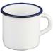 Taza retro acero esmaltado blanco azul