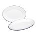Bandeja oval retro acero esmaltado blanco azul
