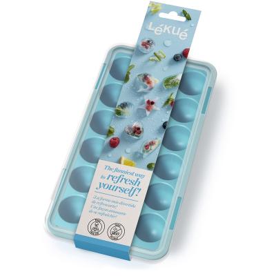 Molde cubitos con tapa Lekue x18 redondo turquesa