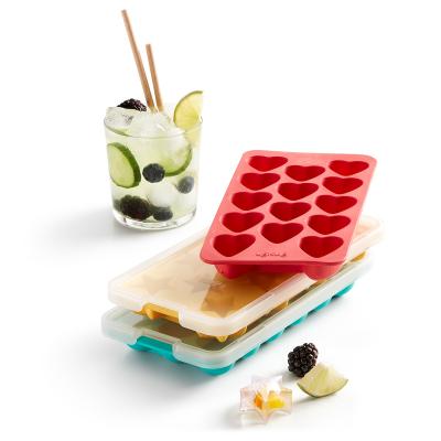 Molde cubitos con tapa Lekue x18 redondo turquesa