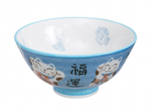 Bol arroz y cereales Gato de la suerte azul