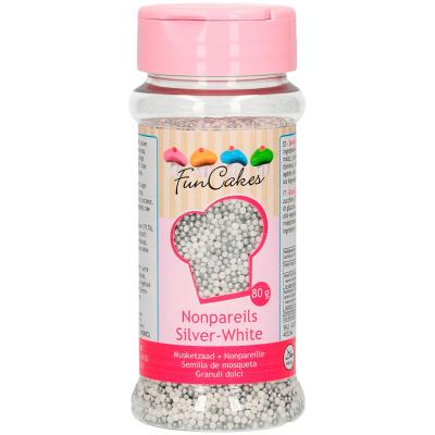 Sprinkles nonpareils 80 g plata y blanco